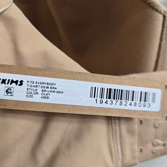 NWT Skims Fits Everybody T-shirt Demi Bra Underwire Padded Clay Size 46DD - Picture 3 of 4